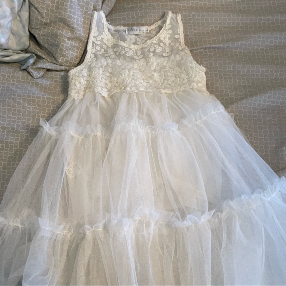Girls cream lace dress